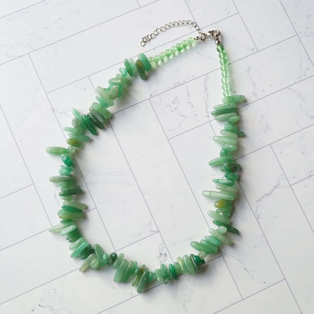 Green Aventurine Gemstone Chip Stone Necklace
